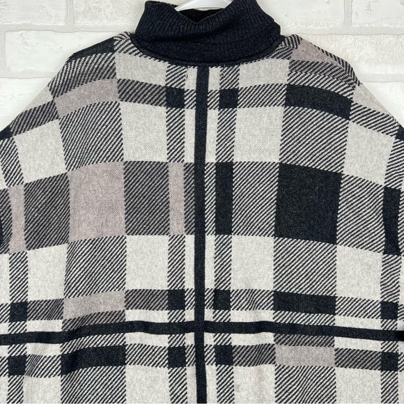 Joseph A. Plaid Turtleneck Sweater Black/Multi Long Dolman Sleeve Large - Picture 11 of 12